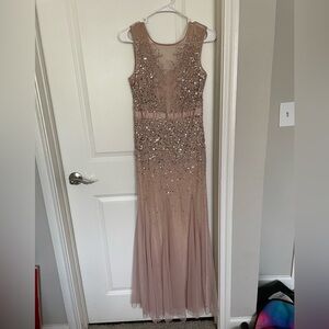 Adrianna Papell beaded blush evening gown